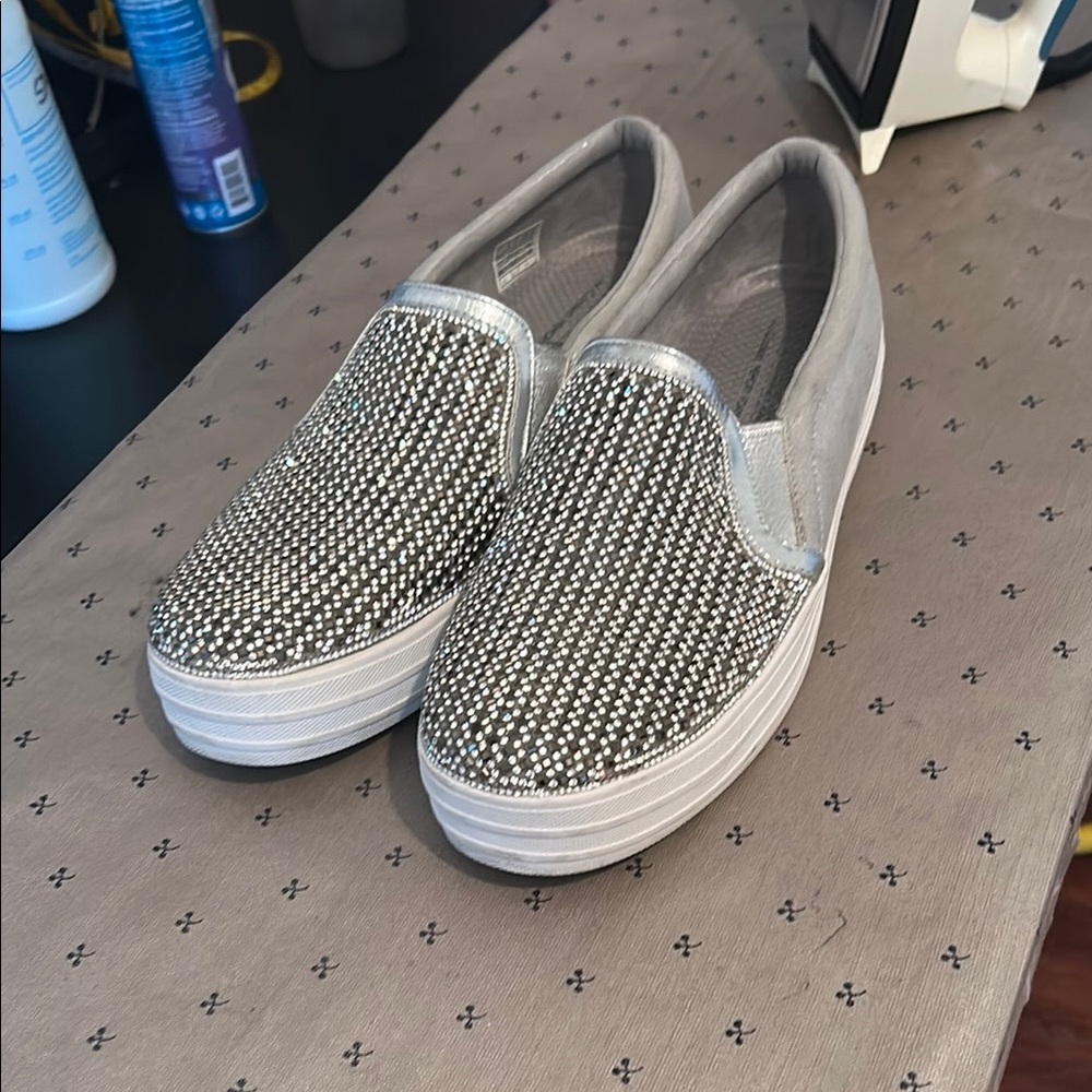 Women's Slip-On Sneakers with Silver Accents